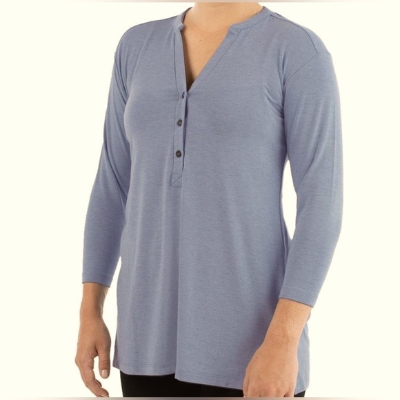 Free Fly Bamboo Flex Henley 3/4 Sleeve Top Size XL Grey - Picture 1 of 6